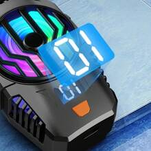 Enfriador de teléfono con pantalla de temperatura, ventilador de enfriamiento para teléfonos de juegos, diseño de clip trasero con iluminación RGB, ventilador portátil y ligero con placa de hielo para teléfonos