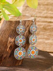 TopHanqi Conjunto de 3 pares de brincos vintage estilo boho com pingente de gota de óleo para mulheres, brincos com pingente geométrico multicolorido, versáteis para uso diário, praia, viagem, encontro, presente, todas as estações