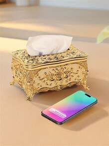 1pc European Style Household Light Luxury Tissue Box, Home Dining Table Tissue Holder Ornament, Desktop Decoration