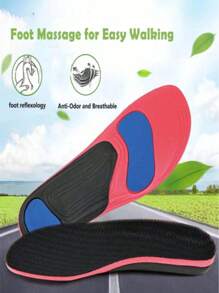 1 Pair Of Unisex Full Foot Massage Shock-Absorbing Insoles For Work Shoes And Sneakers Board Shoes