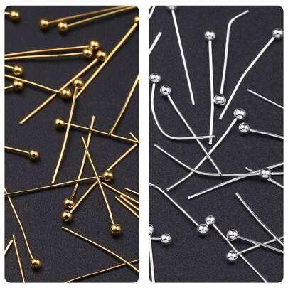 300pcs/900pcs Stainless Steel Round Ball Head Eye Pins, For DIY Bracelet & Necklace Accessories