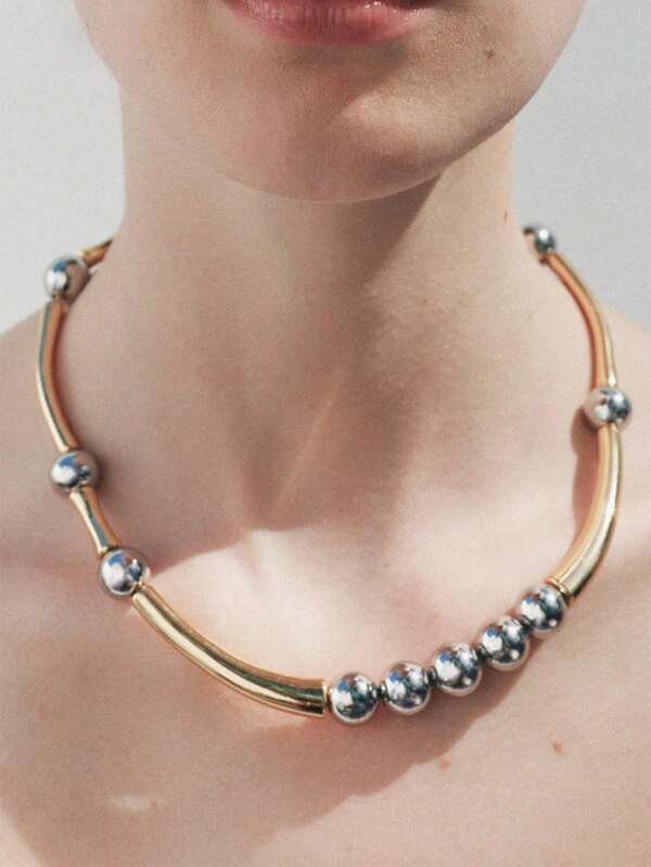 1 pieza Collar de tubo de aleación de cobre de alta calidad y uso versátil para mujer, diseño minimalista y elegante, apto para uso diario