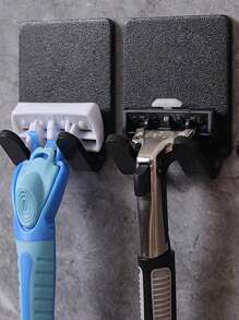 Self-Adhesive Razor Stand With Towel Hook, Suitable For Bathroom Organization, No Drilling Required