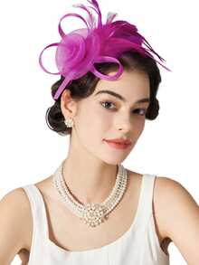 1 件优雅羽毛和网状发带头饰，新娘婚礼头饰，花冠头饰，适合舞会、派对、母亲节、骄傲月、返校、感恩节、圣诞节、狂欢节节日礼物返校、万圣节 - A - 查看 2