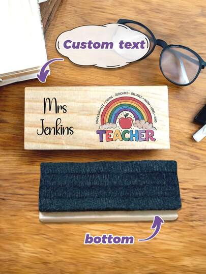 Customized Personalized Teacher Chalk Erasers And Whiteboard Erasers, Teacher Gifts, New Teacher Onboarding Gifts, Suitable For Personalized Gifts For Kindergarten Teachers, Teacher Appreciation Gifts, Rainbow Chalk Erasers School Supplies, Back To School