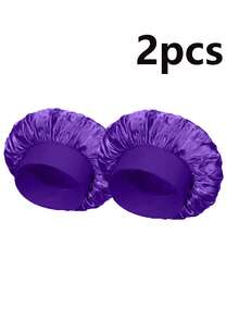 1/2/6顶装女士纯色宽檐弹力帽，缎面材质，有助于保护头发，专为卷发设计。卷发专用帽。 - 均碼 - 查看 17