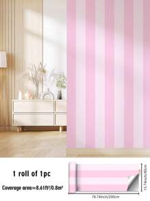 SUPSTICKER 1pc Minimalist Colorful Striped Pattern Wall Sticker, Self-Adhesive Easy To Clean Waterproof Removable And Reusable, Home Decor Wallpaper Applicable To Kitchen, Bathroom, Bedroom, Living Room, Cabinets, Wardrobes, Stairs, Doors And More Scenarios Wall Paper Wall Stickers Room Decor Wall Decor Living Room Decor