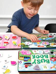 儿童安静书可反复撕贴纸书钩环配对益智玩具启蒙益智忙碌书早教益智玩具