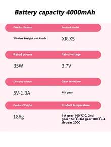 JMMO 全新 USB 可充电便携式离子直发梳，防毛躁秀发，紧凑型设计丰盈秀发器，无线充电直发器，多功能，无损