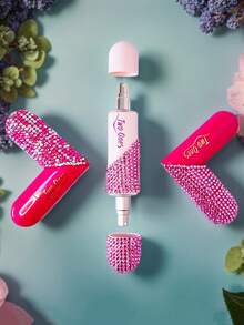1 buah Botol Semprot Parfum Isi Ulang 2-in-1 Dua Warna Kepala Ganda Motif Macaron Rhinestone 5ml+5ml, Atomizer Portabel Berbentuk Hati Macaron, Hadiah untuk Perjalanan - MultiWarna - View 2