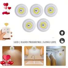 [Remote LED Punk Lights] 5pcs Cordless LED Punk Light Set - Remote Controlled, Magnetic Stick-On Night Lights For Hallway, Bathroom, Bedroom, Kitchen, Cabinet, And Stairs Home Decor With Easy Installation - 5 cái - Xem 7