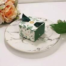 50 cajas de dulces con moño de cinta de satén - Caja de regalo para fiestas de boda, cumpleaños, con 50 cintas negras y verdes para decoración de boda, novia, ducha, fiesta de cumpleaños