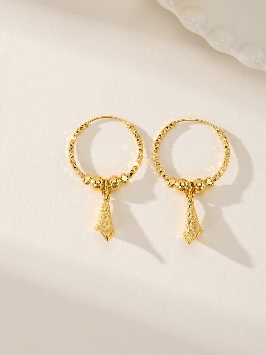 2 chiếc hoa tai ngọc trai tròn thanh lịch cá nhân hóa thời trang dành cho nữ, mạ vàng 24K, hình tròn tự làm, quà tặng cho bạn thân, bạn gái, vợ, ngày lễ, sinh nhật, thích hợp để đeo hàng ngày và dịp đặc biệt - Vàng - Xem 1