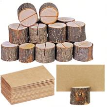 5/10pcs Wooden Log Memo Clips - With Wooden Clips, Wooden Bark, Memo Clips, Natural Wooden Log Memo Holders And Wedding Log Pattern Clips,Back To School,School Supplies