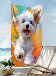 1pc Cartoon Dog Beach Towel, Soft And Lightweight Towel For Couples Outdoor Camping, Suitable For Travel, Swimming, Bath, Camping And Beach Vacation - Ideal Gift For Family, Friends And Loved Ones