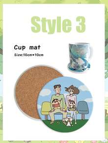 CRAYON SHINCHAN 蜡笔小新动漫周边圆形杯垫创意可爱隔热陶瓷水杯防滑垫