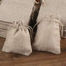50pcs Reusable Coarse Linen Gift Bags, 3*4inch With Drawstring, Linen Bags For Wedding Gifts, Party, Jewelry Pouches, Linen Bags, Birthday Gift Bags, Arts & Crafts, Jewelry Packaging, Wedding Favor Bags, Wedding Decor, Party Favor Bags, Birthday Gift Bags