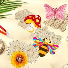 12件/24件/36件木制昆虫工艺套装，DIY手工工艺套装，创意木制工艺品，DIY派对装饰，生日手工，创意绘画套装，创意艺术工艺用品，创意礼品套装