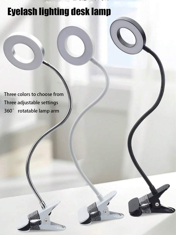 White/Black/Silver Adjustable LED Reading Lamp - Clip-On, Push Button Switch - Tri-Colour Light Changing, Energy Saving Desk Lamp With Flexible Gooseneck, USB Powered, For Bedroom, Desk, Office And Travel, Home Office Desk Lamps