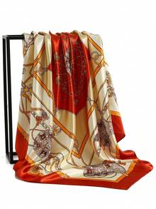 1pc 90*90cm Sun Protection Headscarf, Outdoor Classic Windproof Scarf Shawl, Unisex Versatile Air-Conditioned Room Neckerchief, Thin Seasonal Cashew Printed Silk Scarf, Colorful Blue Green Square Bandanna - A - View 26