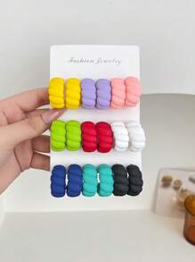 3 à 9 paires de boucles d'oreilles en acrylique rayées en forme de C personnalisées, décontractées