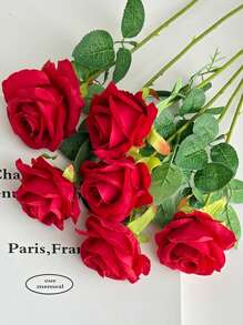 1pc/4pcs/5pcs/8pcs Red Rose Artificial Flowers Artificial Bridal Bouquet Realistic Velvet Faux Flower Flower Arrangement Decoration Fake Rose Artificial Rose For Valentine's Day Gifts Wedding Party Home Decoration, Birthday Gifts Outdoor Indoor Decor, Vase Floral Decor (Purchase Instructions: May Contain Odor, Please Place In Window For Ventilation For 1-2 Days) Artificial Plant