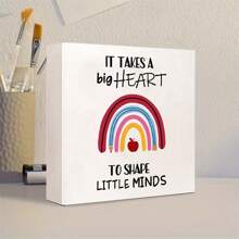 1pc,Thank You Teacher Wooden Box Sign, Ideal Back To School Season Teacher's Day Desktop Gift Decoration, Suitable For Teacher's Office, Thank You Teacher Gift