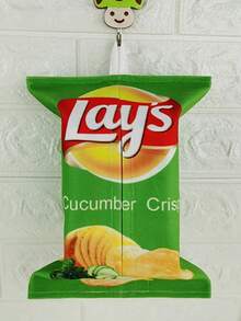 1pc Creative Potato Chip Style Tissue Box Cover, Cute Cloth Tissue Holder For Living Room, Car, Foldable Paper Towel Bag, Home Paper Napkin Storage, Space-Saving - Multicolor - View 10