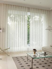 1 Stück vintage-mäßiger Leinengardine mit Regenbogen-Zuckerkristall-Deko - mit Universalband, leicht aufzuhängen, geeignet für Schlafzimmer, Wohnzimmer, Bürodekoration (Stoffgewicht 130g/qm)