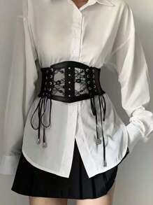 1 peça cinto elástico de renda feminino, decoração de moda para vestidos, camisas e blusas