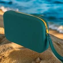 14 colores disponibles, bolsa de cosméticos de silicona lavable de gran capacidad, bolsa de playa, organizador de maquillaje, clutch de playa