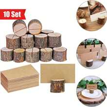 5/10pcs Wooden Log Memo Clips - With Wooden Clips, Wooden Bark, Memo Clips, Natural Wooden Log Memo Holders And Wedding Log Pattern Clips,Back To School,School Supplies