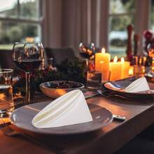New-2025  12 Piec Satin Napkin Square 20 X 20 Inch Dinner Napkins Weddings Party Napkin Soft Table Napkins For Romantic Weddings Party Dinner Dration (Ivory) - 象牙色 20 x 20 英寸 - 查看 6