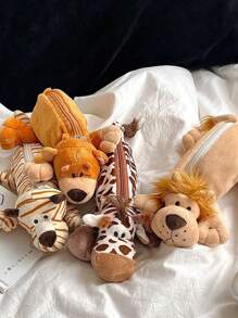 1pc Creative Large Capacity Cartoon Cute Animal Plush Pencil Case, Multifunctional Storage Bag,Back To School,School Supplies,Pencil Pouch,School Bag