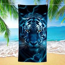 1 件虎纹沙滩巾，超柔软吸水，大尺寸适合旅行、泳池、潜水、冲浪、瑜伽、露营，有成人和儿童尺寸可选，沙滩配件沙滩必需品