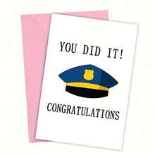 1PC Police Officer Graduation Certificate Card With Envelope, Police Theme Card, Police Academy Graduation Card, Police Promotion Card, Police Wishing Card, "You Did It! Congratulations" Design, Graduation Party Supplies - Multicolor - View 17