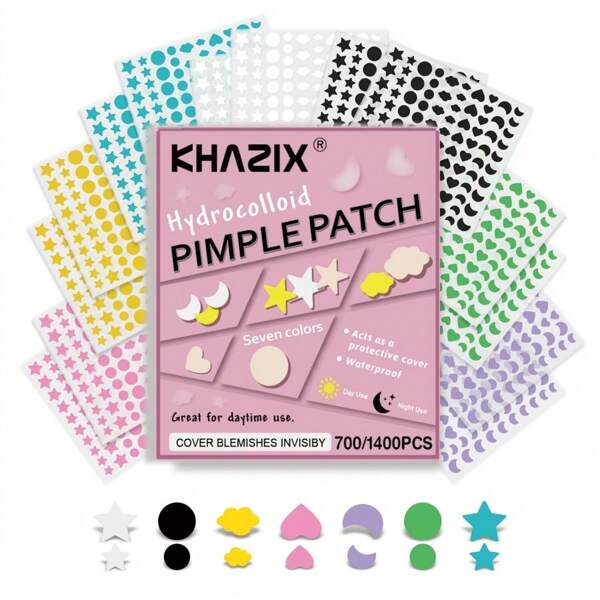 700pcs Large Size Acne Pimple Patch, Various Shaped Face Blemish Stickers For Covering Blackheads, Decorative Use
