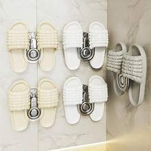 1pc Glacier Pattern Bathroom Slipper Rack Without Punching Leaching Hooks Wall-Mounted Slipper Rack Shelves Shoe Organizer Shenqi