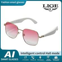 LIGE's New Casual Smart Bluetooth Glasses 55mAh MAh Capacity Battery Bluetooth Call/Music Playback/Voice Assistant/Remote Control Photography/AI Translation, Wind And Sandproof Fashion Multifunctional Smart Glasses For Women Every Day, Travel, Wear