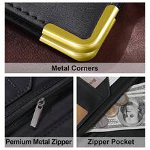 Cute Waitress Book With Money Pocket, Leather Server Book With Zipper Wallet, Black Serving Organizer Fits Server Apron - Đen thuần khiết - Xem 2