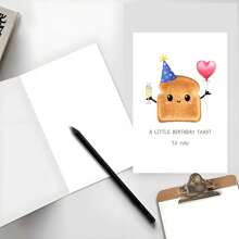 1 pezzo Biglietto d'auguri a forma di pane | Biglietti d'auguri divertenti per compleanni | Biglietti d'auguri | Cartoline "UN PICCOLO BRINDISI A TE" - Il miglior biglietto di compleanno per tuo figlio/figlia/amici, forniture scolastiche, ritorno a scuola