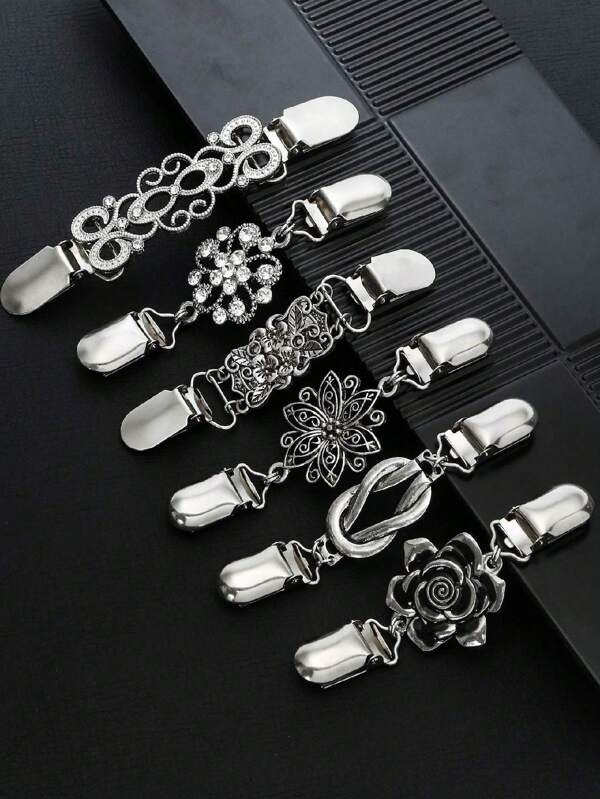 Clips de col de cardigan de tricot vintage pour femmes, clips de corset de taille, clips de broche de chemise robe, clips de broche pour vêtements