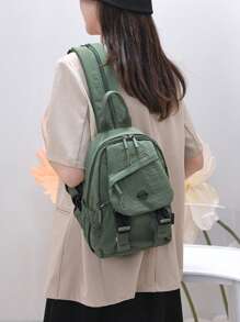 1 pieza Mochila multifuncional de nailon, Bolso de pecho para deportes al aire libre, Mochila ligera y sencilla, Bolso cruzado de hombro casual y de moda