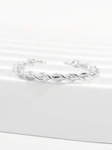 1 pieza Anillo abierto ajustable de plata de ley 925 con diseño clásico y elegante de trenza retorcida, regalo de joyería para accesorios y fiestas de mujeres