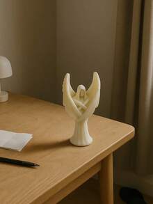1 件极简主义天使雕像，带折叠翅膀的精神树脂家居装饰，白色和黑色桌面装饰，适用于卧室、书桌、礼品盒、毕业典礼、乔迁或安静的角落 - 彩色 - 查看 4