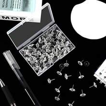 Clear Thumb Tacks For Wall Hangings Plastic Clear Push Pins 150 Count For Cork Board Flat Head Thumb Tacks For Bulletin Board Posters Photos Postcards Maps Office Home Decorative 150 XBH - Clear - View 3