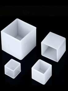 Set de 4 moldes de silicona en forma de cubo, juego 3D DIY, moldes para velas, manualidades de velas con cuentagotas, adornos de resina con espejo, accesorios creativos para el hogar - Blanco - Ver 2