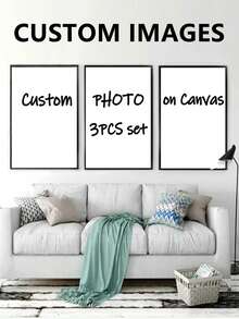 Three Frameless, Customizable Personalized Collage Posters, Perfect For Couples, Weddings, Anniversaries, And Valentine's Day Gifts. Customizable With Photos And Landscape Paintings, Ideal For Living Room And Bedroom Decoration. Paper Design (Frames Not Required). - Multicolor - View 1