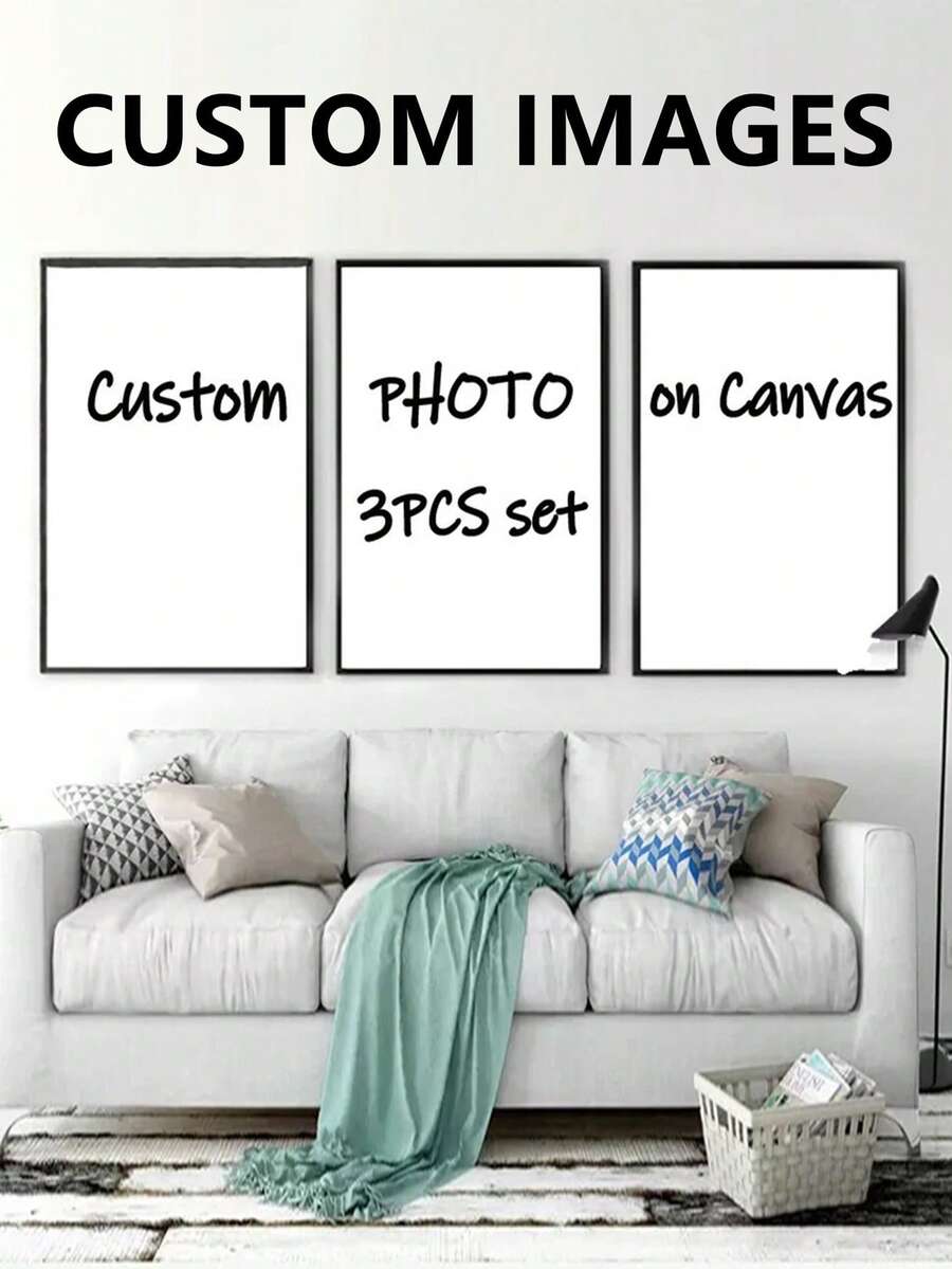 Three Frameless, Customizable Personalized Collage Posters, Perfect For Couples, Weddings, Anniversaries, And Valentine's Day Gifts. Customizable With Photos And Landscape Paintings, Ideal For Living Room And Bedroom Decoration. Paper Design (Frames Not Required). - Multicolor - View 1