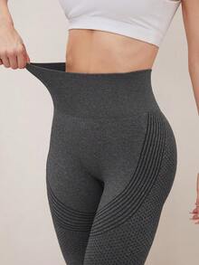 3pcs Women's Seamless Outdoor Sports Yoga Pants, High Waist High Elasticity Breathable Moisture-Wicking, Peach Butt Flattering, Versatile Sports Leggings, Spring/Summer - Multicolor - View 6